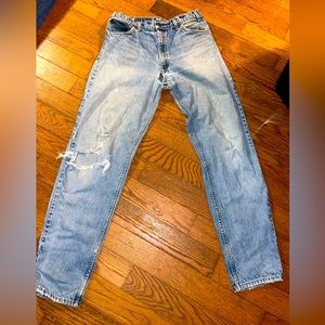 Men’s Vintage Distressed Levi’s 505 zipper fly denim jeans